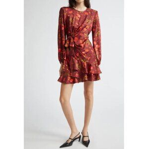 CINQ À SEPT 'Alice' Floral-Print Satin Mini-Dress, Rhubarb Multi